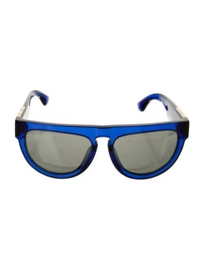 Pre-owned Burberry Wayfarer Mirrored Sunglasses In Blue