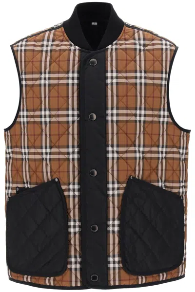 Burberry Weaveron Quilted Vest In Brown