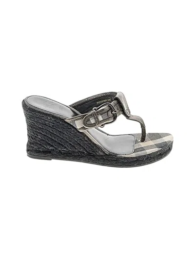 Pre-owned Burberry Wedges In Gray