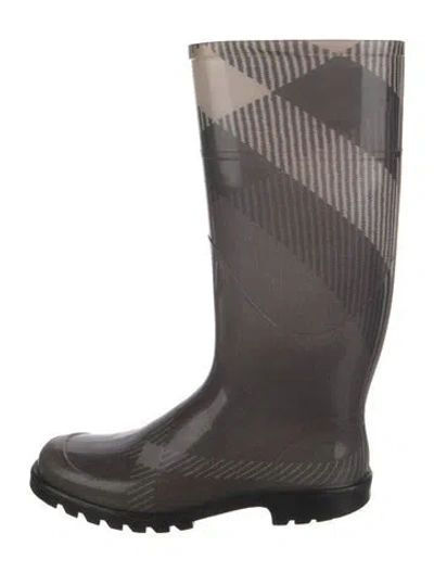 Pre-owned Burberry Wellington Rain Boots Nova Check Pattern Rain Boots In Gray