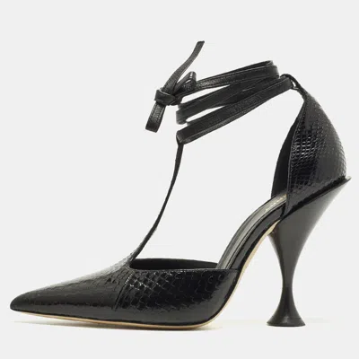 Pre-owned Burberry Welton Size 38.5 Black Snakeskin Leather Pumps