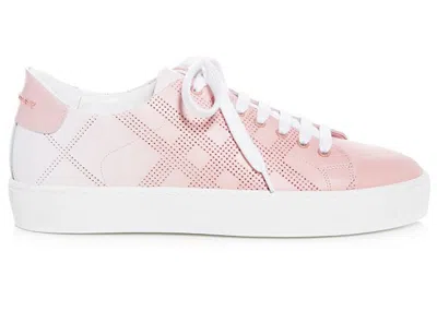 Pre-owned Burberry Westford Perforated Check Lowtop (women's) Sneakers In Pink/white In Multi