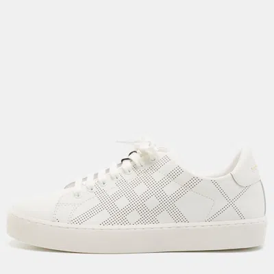 Pre-owned Burberry Westford Size 37 White Perforated Leather Low Top Sneakers