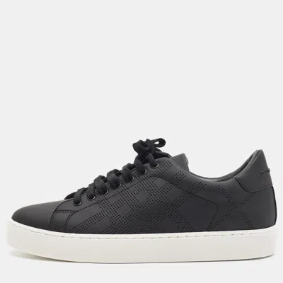 Pre-owned Burberry Westford Size 38 Black Perforated Leather Low Top Sneakers