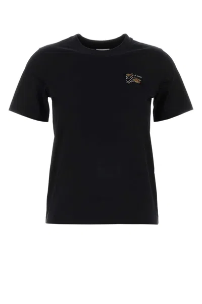 Burberry Knight Check Cotton T-shirt In Black