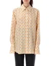 Burberry B-closure Print Silk Poplin Shirt In Beige