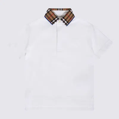 BURBERRY WHITE AND ARCHIVE BEIGE COTTON POLO SHIRT