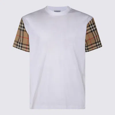 BURBERRY BURBERRY WHITE AND BEIGE COTTON T-SHIRT
