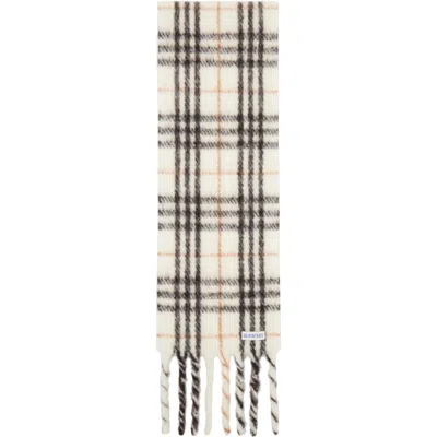 Burberry White & Black Small Check Scarf In Purple
