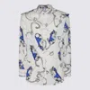 Burberry Graphic Print Silk Shirt In Bianco