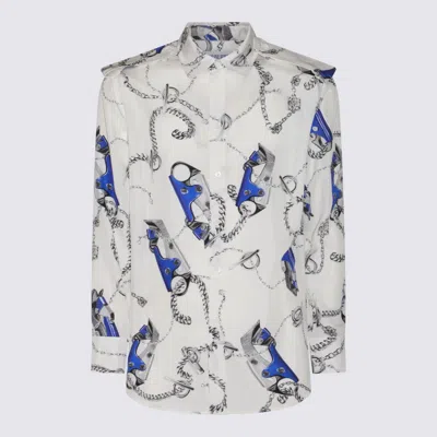BURBERRY WHITE AND BLUE SILK SHIRT