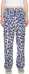 Burberry White & Blue Strawberry Trousers In Knight Ip Pattern