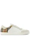 Burberry Men Stevie Leather And Check Canvas Sneakers