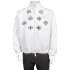 Burberry White Bottle Cap Detail Jersey Track Bomber Jacket In White