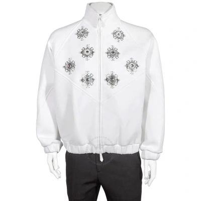 Burberry White Bottle Cap Detail Jersey Track Bomber Jacket