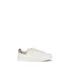 Burberry White Smooth Leather Set Sneakers With Check Insert In White