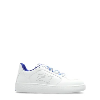 Burberry White Calf Leather Sneakers With Textured Tpu Sole