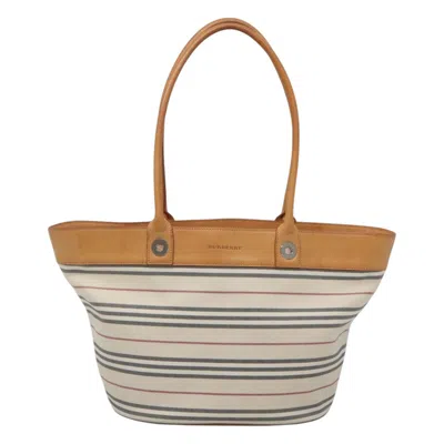Pre-owned Burberry White Canvas Shoulder Bag ()