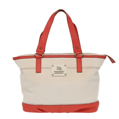 Pre-owned Burberry White Canvas Tote Bag ()