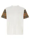 Burberry White T-shirt With Vintage Check Motif On The Sleeves In Cotton Woman In White