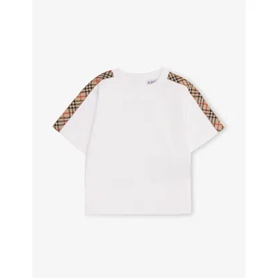 BURBERRY CEDAR CHECK-TRIM COTTON-JERSEY T-SHIRT 6-24 MONTH