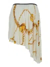 Burberry Asymmetrical Mini Skirt With Chain Print In White