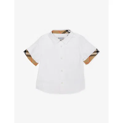 Burberry Kids' Check Cotton Polo Shirt 6 Months-3 Year In White