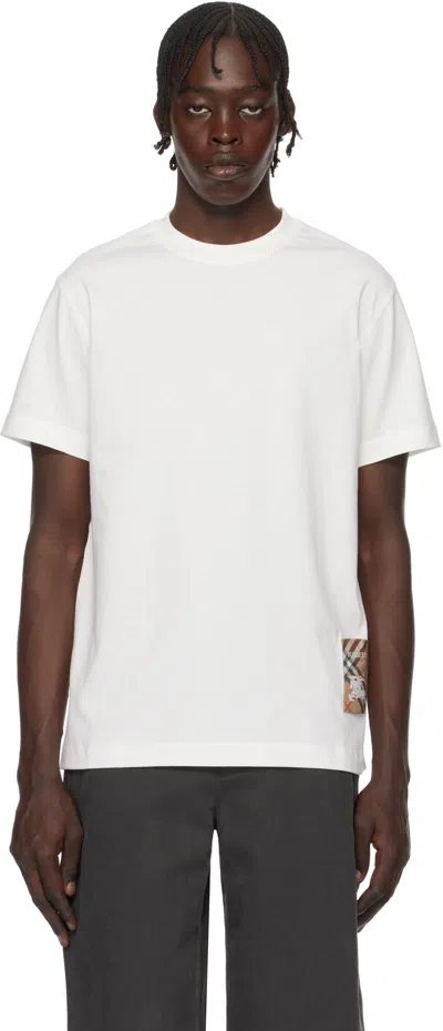 Burberry Check Label Cotton T-shirt In White