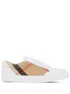 Burberry New Salmond Check Leather Sneakers In White