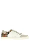 Burberry Men Stevie Leather And Check Canvas Sneakers In White