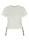 Burberry White T-shirt With Check Pattern Detail In White