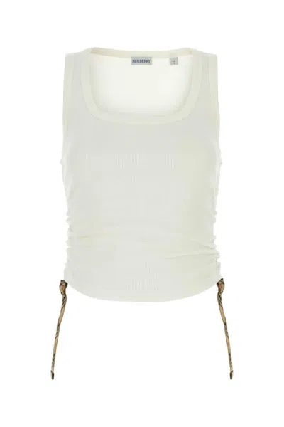 BURBERRY WHITE CHECK-TRIM TANK TOP