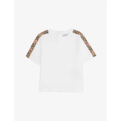 Burberry Kids' White Checked Trim Cotton T-shirt