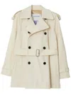 Burberry Belted Double-breasted Short Trench Coat In White