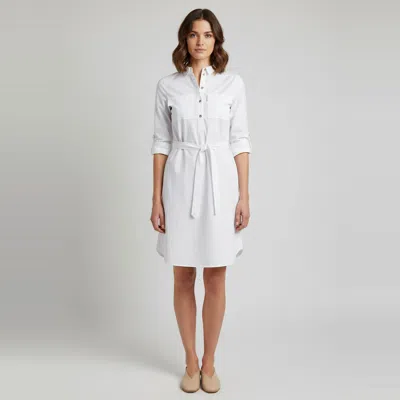 Pre-owned Burberry White Cotton Belted Midi Dress Xs