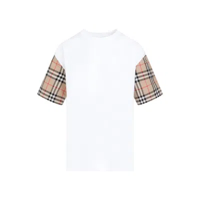 Burberry White Cotton Carrick T-shirt In Gray