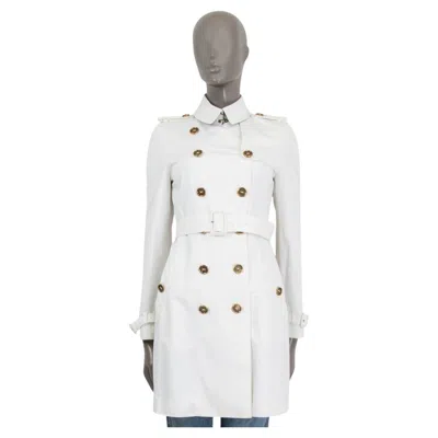Pre-owned Burberry White Cotton Kensington Trench Coat Jacket 8 S