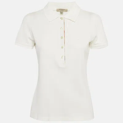 Pre-owned Burberry White Cotton Pique Polo T-shirt M
