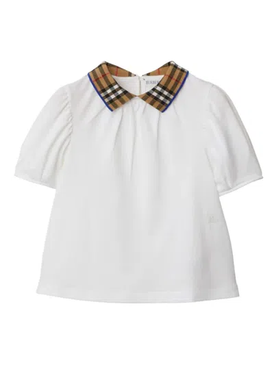 Burberry Kids' White Cotton Polo Shirt In Multi