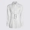 Burberry Belted Pinstriped Cotton-poplin Shirt