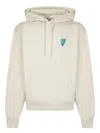 Burberry White Cotton Sweatshirt With Drawstring Hood In Neutrals