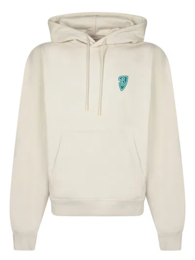 Burberry White Cotton Sweatshirt With Drawstring Hood In Neutrals