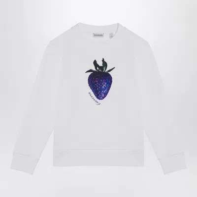 Burberry White Cotton Sweatshirt With Logo Print