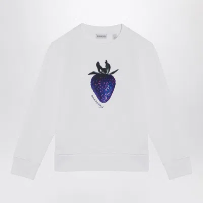 BURBERRY WHITE COTTON SWEATSHIRT WITH LOGO PRINT