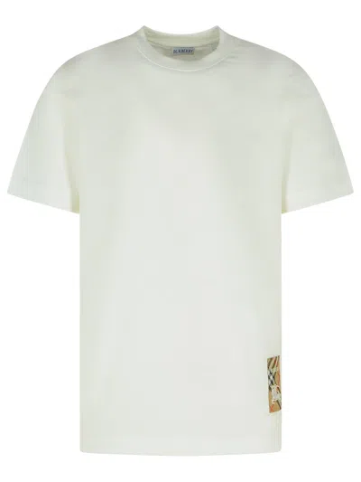 Burberry White Cotton T-shirt Men In Beige
