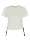 Burberry White T-shirt With Check Pattern Detail