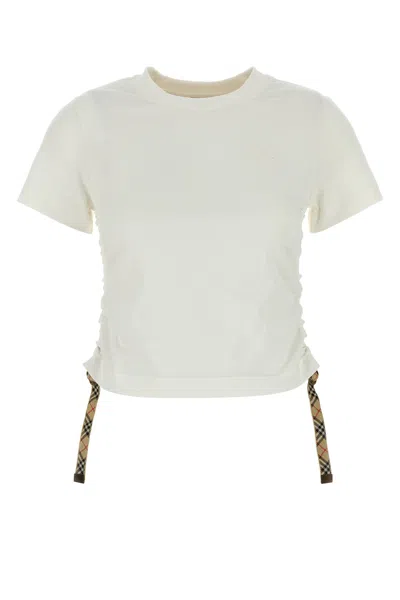 BURBERRY T-SHIRT IN COTONE BIANCO DONNA