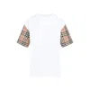 Burberry White T-shirt With Vintage Check Motif On The Sleeves In Cotton Woman