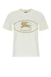 Burberry T-shirt In Cotone Con Knight Stamp In White