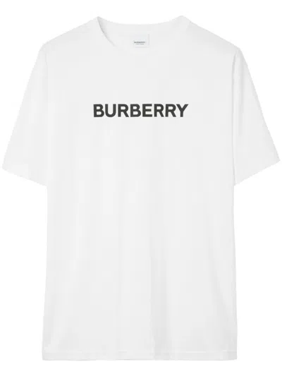 Burberry Logo Print Cotton Oversized T-shirt In White